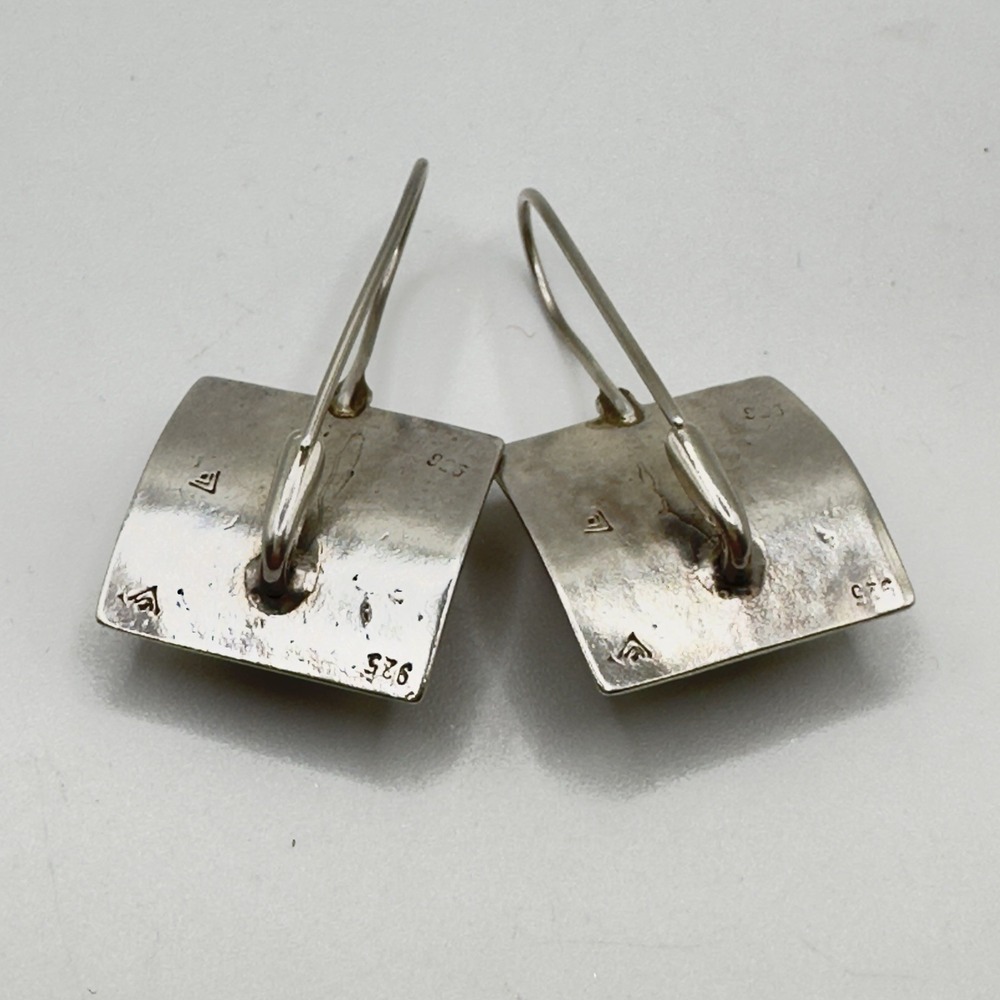 Silpada Sterling Silver Earrings Hammered Labradorite Square Dangle W0882 925 - Picture 9 of 14